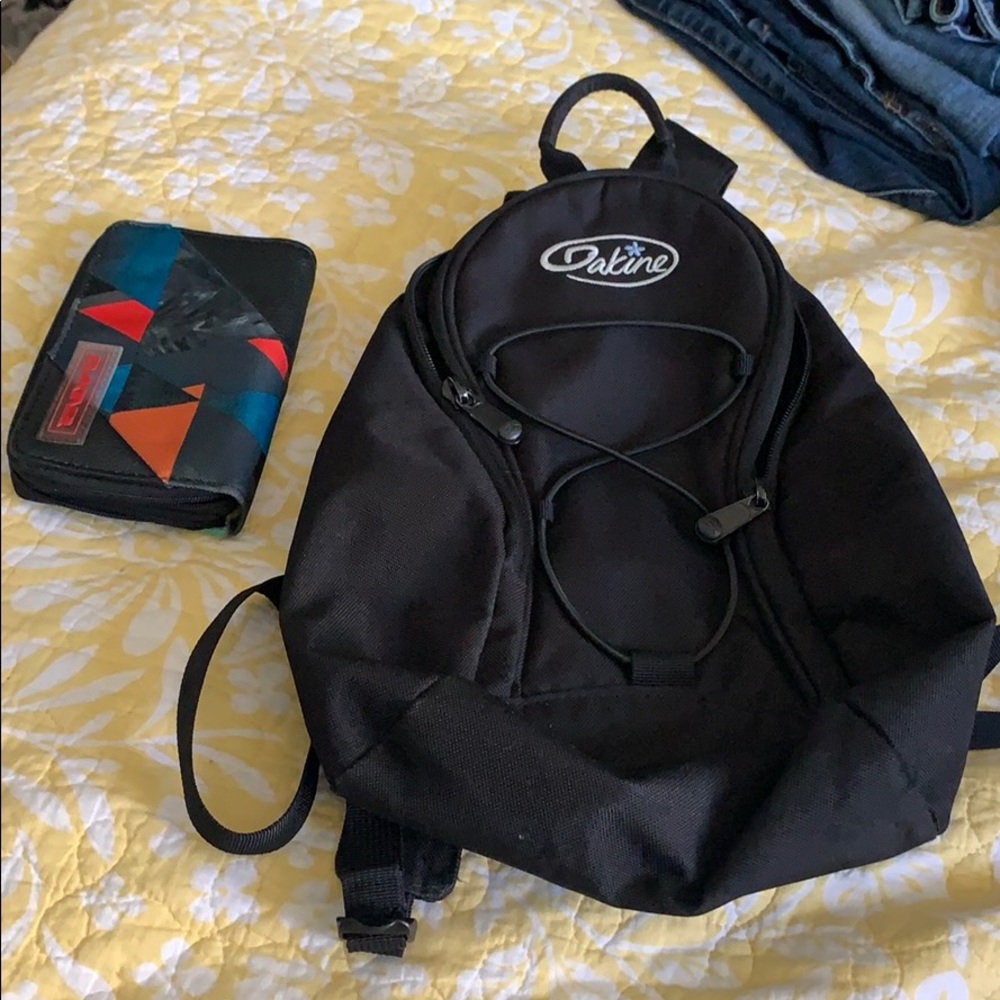 Dakine backpack and wallet.